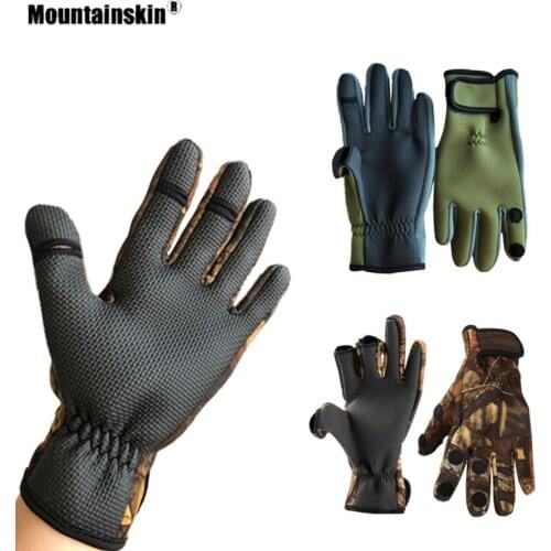 Mountainskin Winter Men Fishing Glove Outdoor Three or Two Fingers Cut Anti-slip Cycling Camping Hiking Bicycle Bike Glove VK151