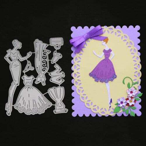 Dress women Stencil Metal Cutting Dies for Scrapbooking Album Craft embossing stamps and dies set for wedding card 2021 new