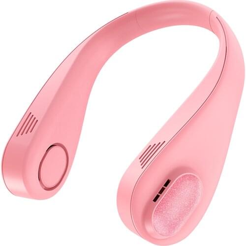Portable Leafless Hanging Neck Fan Lazy Neckband Fan Surround Air Outlets USB Rechargeable neck fan