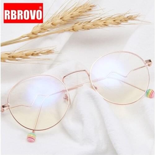 RBROVO Alloy Round Glasses Frame Women Anti-blue Light Mirror Eyeglasses for Women/Men Metal Frame Lentes De Lectura Mujer