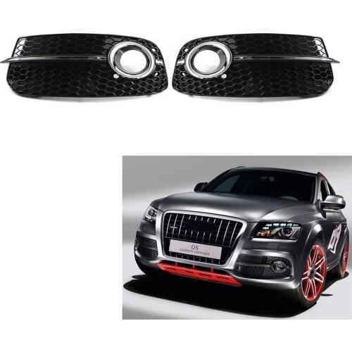 Sports Style Car Front Bumper Fog Light Grille Cover for Audi Q5 2009-2012 ABS Car Replacem Racing Grills Auto Accessories