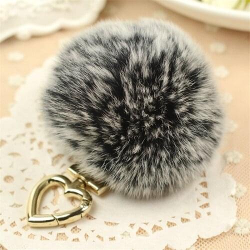 Good Price Fluffy Pom Pom Key chain pink lot REX Rabbit Real Fur Keychain Bulk Fur Ball Puff bag charm keyring