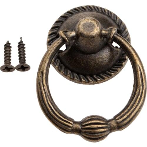 37x27mm Antique Furniture Knobs for Wood Box Kitchen Drawer Cabinet Door Handle Cupboard Brass Ring Pull Handles Bronze