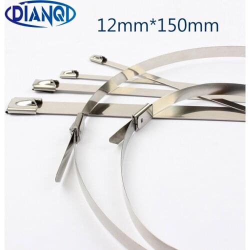100pcs 12mmx150mm 12*150mm Self-Locking Stainless Steel wires cable ties self-Lock tie wrap zip ties 201 304 316