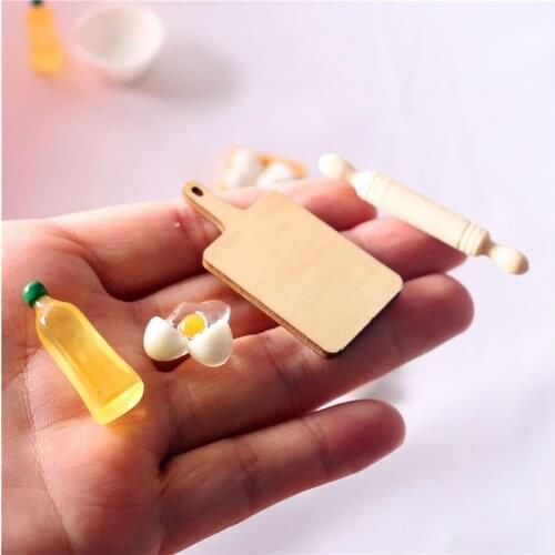 1:12 Doll Rolling Pin Egg Olive Oil Set for Dollhouse Kitchen Furniture Toys