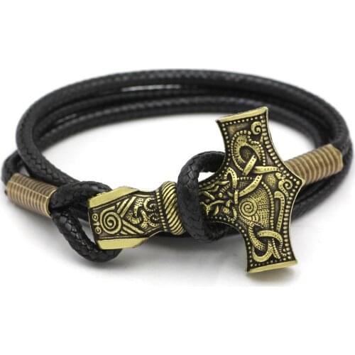 Youeshone Huge Thor Hammer Mjolnir Viking Amulet Hammer Scandinavian Bracelet- 23cm