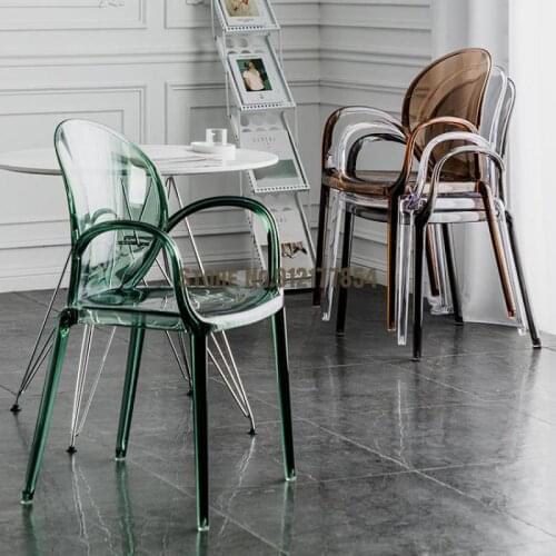 Nordic Dining Chair Single Armchair Cafe Simple Acrylic Plastic Crystal Transparent Stool Net Red Ins Chair