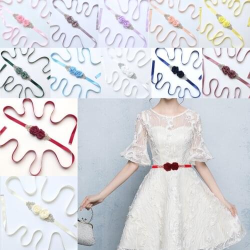 Wedding Bridal Flower Sash Wedding Bride Belt Rhinestone Sash Baby Shower Costume