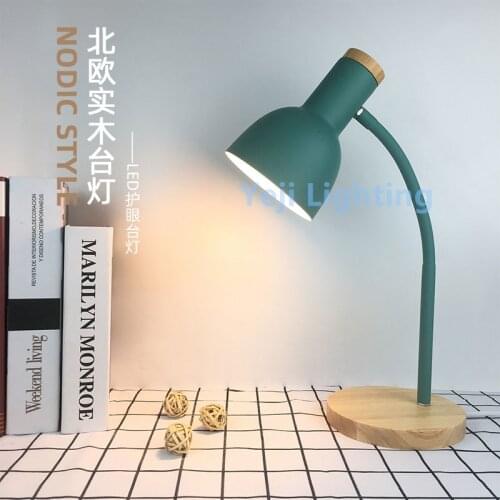 E27 Nordic Macaron Color Wooden Table Lamp Button Switch Study Bedroom Bedside Children Indoor lamp Reading Light LED Desk Lamp