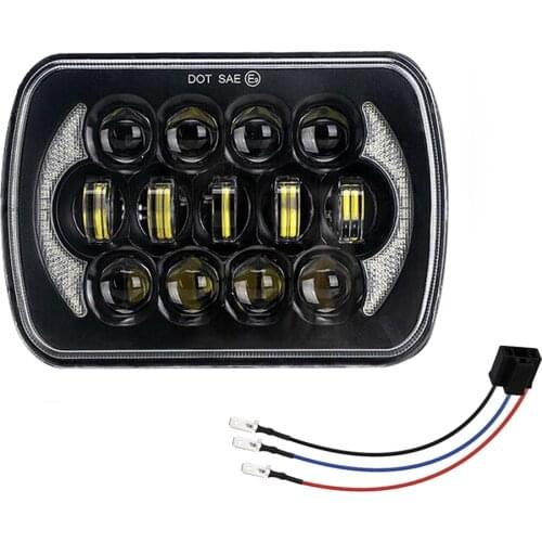 LED Headlight for Jeep Wrangler YJ Cherokee XJ Comanche MJ Chevy 300W 7x6 Rectangular Headlamp with High Low Beam Turn Signal