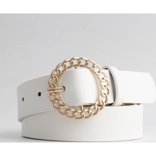 2020 New Designer Womens Hollow Out O Ring Round Buckle Belt Female Adjustable Black White Brown Leather Waist Belts for Women