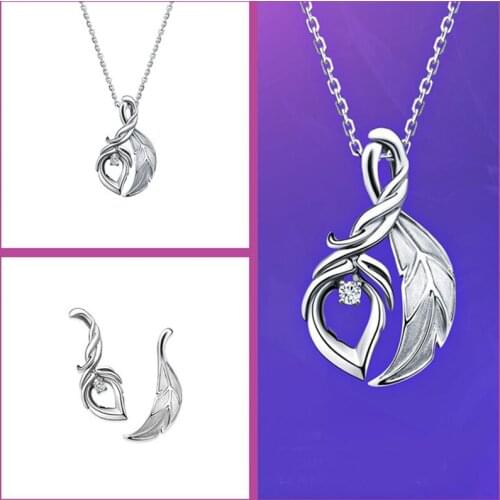 LOL League Game Rakan And Xayah Couple Necklace Pendants 925 Sterling Silver Necklace For Women Jewelry Couple Lovers Gifts
