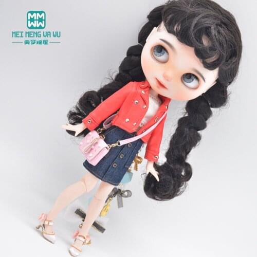 1pcs Blyth Doll Clothes Fashion leather clothes, skirts, high heels for Blyth Azone OB23 OB24 1/6 doll accessories