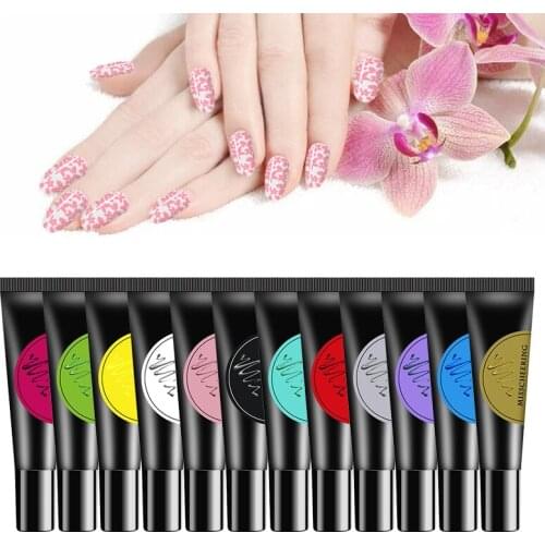 12 Colors New Pro Nail Printing Glue Painted Rubber Hose Printing Template Nail Shop Printing Glue Nail Art Gel Glue 8ml TSLM1