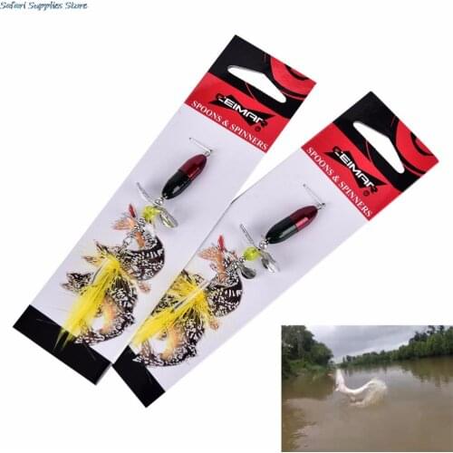 2PCS/Lot Artificial Ice Fishing Lures Long Casting Spinner Bait Metal Fishing Lure w/ Double Tail Propeller Trout Carp Catfish