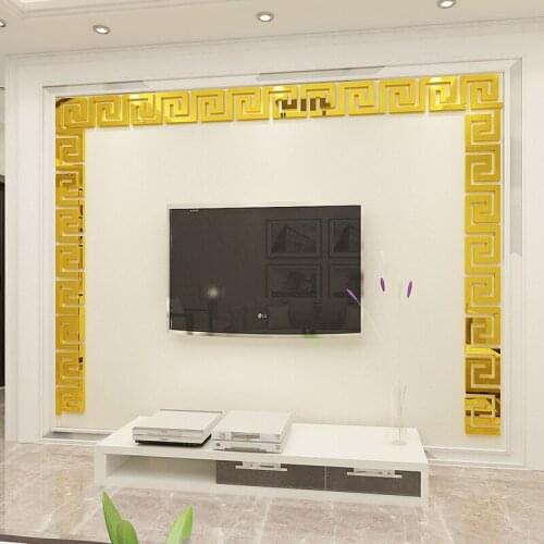 TV wall Acrylic 3d mirror wall stickers Home Waist line decoration Living room Skirting line decor Display window Wall sticker