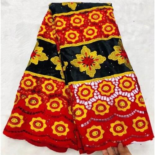 5 Yards African Velvet Lace Fabric 2021 High Quality Embroidered Tulle French Lace Fabric Ladies Party Dress! XM9922