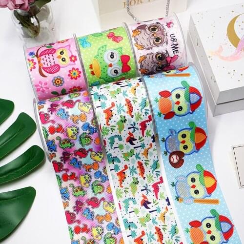 DIY Cartoon Owl Bird Printed Grosgrain Ribbon For Craft Supplies Sewing Accessories 5 Yards. 36792