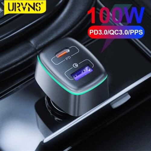 100W USB C Car Fast Charger, Dual Ports PPS PD 100W Type C Super Fast Charging + QC3.0 22.5W USB Adapter for Laptop Tablet Phone