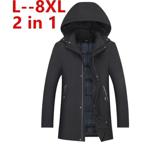 Plus size 10XL 8XL 6XL 5XL Brand Winter Jacket Men Long Parka Jacket Thick Hat Parka Coat Men Quilted Winter Jacket Coat Clothes