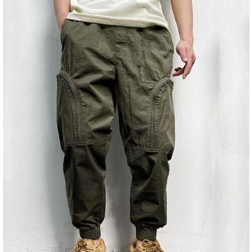 Men Pants Solid Color Casual Elastic Waist Ankle Banded Cargo Pants Stylish Sport Streetwear Male Trousers Autumn