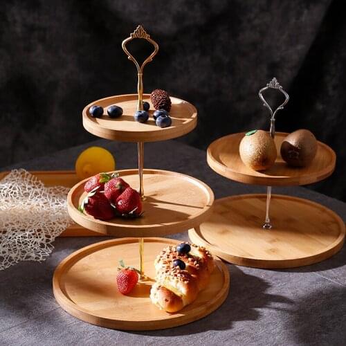 Wooden three-layer fruit tray creative modern living room household multi-layer candy snack cake dessert decoration stand