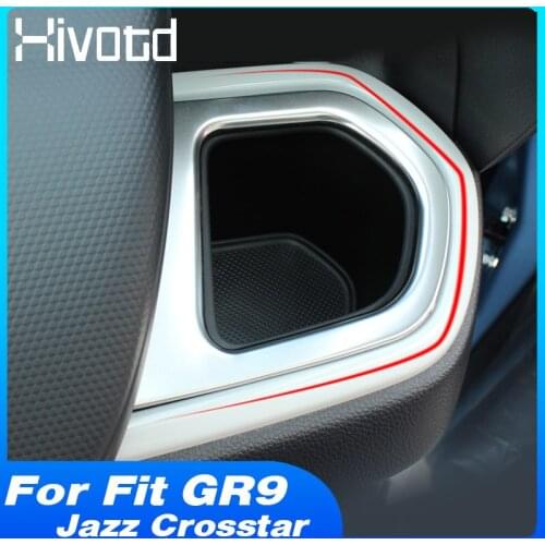 Hivotd Air Outlet Cover Trim Cup Holder Frame Sticker Car Decoration Interior Accessories For Honda Fit GR9 Jazz Crosstar 2021