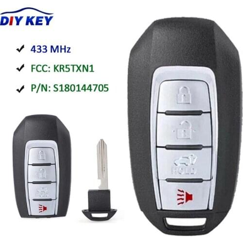 DIYKEY S180144705 Keyless GO 3+1B Smart Remtoe Key FSK 433MHz NCF29A1M/HITAG AES/4A for Infinti QX60 SUV 2019-2020 FCCID:KR5TXN1