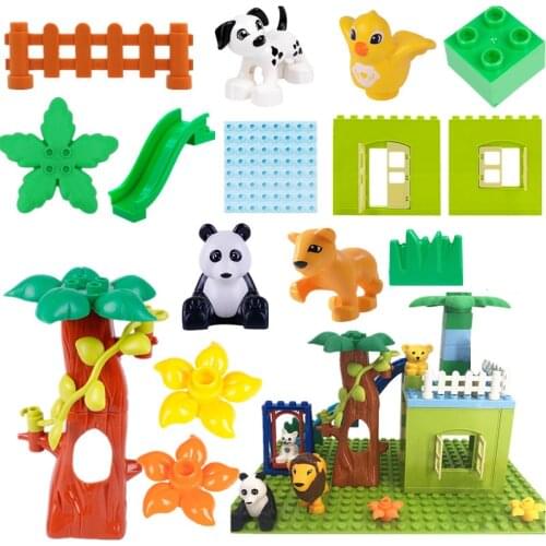 Large Particle Building Blocks Accessories Toys Figures Animals Swing Tree Diy Compatible With Duploed Toys For Kids Blocks