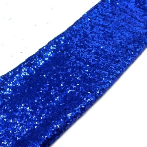 Sequined Lace Fabrics For Dress RoyalBlue Allover Embroidered Fabric Sequins Table Cloth 132cm