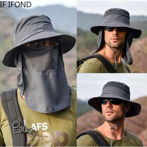 Summer Sun protection fisherman cap with Face Neck protection removable Three-use men Visor hat