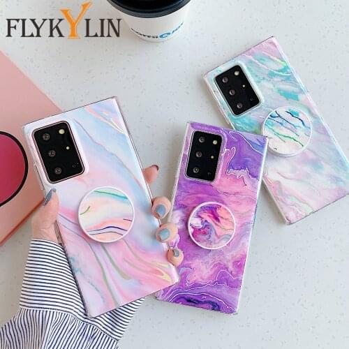 Marble Phone Case For Samsung Galaxy S20 FE S21 A42 A51 A52 A72 A50 A71 A70 Note 20 Ultra With Holder Stand Soft Silicon Cover