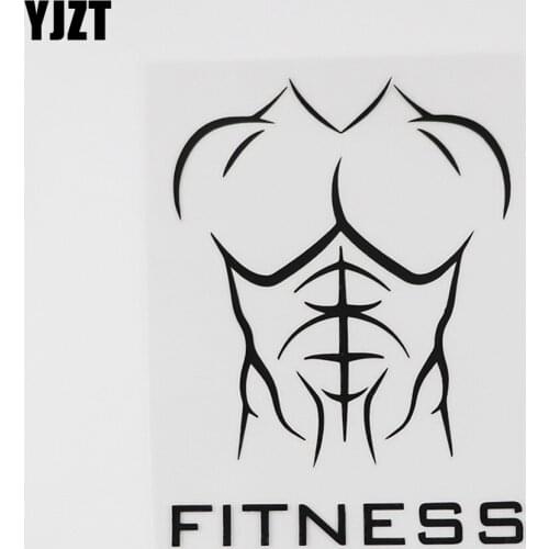 YJZT 10.1CMX14.3CM Body Athletic Fitness Iron Gym Decal Vinyl Car Sticker Black/Silver 8A-0727