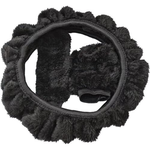 3 pcs/set Charm Warm Long Wool Plush car Steering Wheel Cover woolen Car Handbrake Accessory hot selling