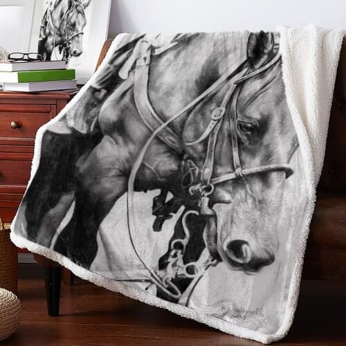 Animal Horse Blanket for Beds Sofa Fleece Throw Blanket Winter Bedclothes Bedspread Cashmere Blanket