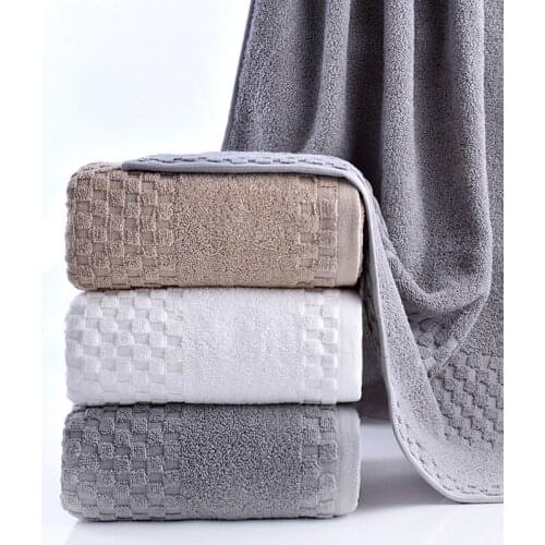 Hot sale 140x70cm Solid Plaid Large Bath Towels 100% Cotton towel beach Bathroom Towel