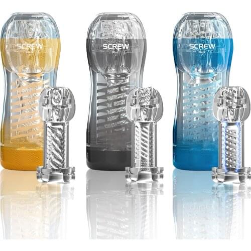 Real Pussy Aircraft Vagina Sex Toys for Men Spiral Transparent Vacuum Sex Cup Adult Products Male Masturbator Cup