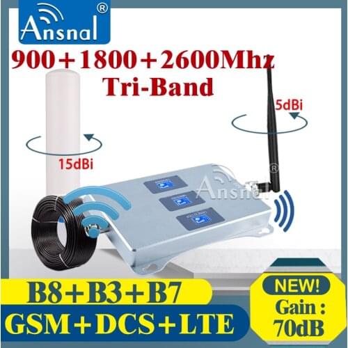 Gsm repeater 4G 900 1800 2600Mhz Tri-Band Cellular Signal Booster 2g 3g 4g Cellphone Cellular amplifier 3G 4G GSM DCS LTE