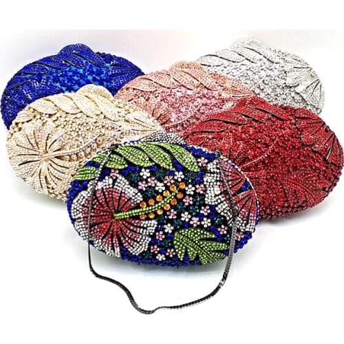 Luxury Bridal wedding party purses women evening party accessories bag diamond luxury flower clutches classical crystal purses