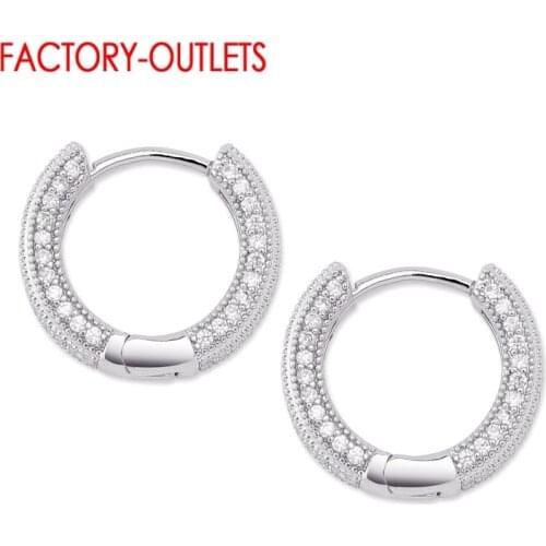 Silver 925 Jewelry Sparkling Full Of Crystal Ear Hoops Earrings For Women Sterling Silver Fine Jewelry Pendientes Christmas Gift