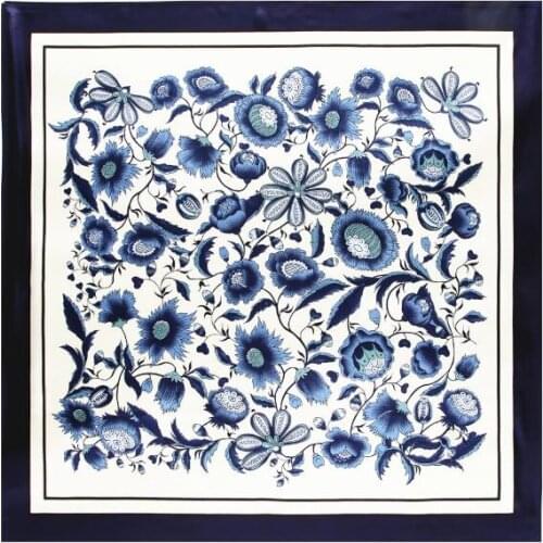 New Fashion Silk Satin Scarf Shawl Spring Vintage Sunflower Scarves Luxury Brand Square Scarves Muslim Women Head Neck Scarf