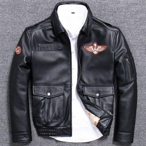 U.s.a multi target a2 air force pilot serve genuine leather clothing loose coat male fund head layer thickness cowhide