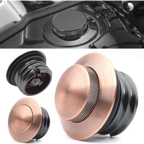 Motorcycle Pop Up Gas Cap Fuel Cap Tank Cover Copper Screw-In Vented For Harley Big Twin Sportster XL Dyna Softail Touring Trike