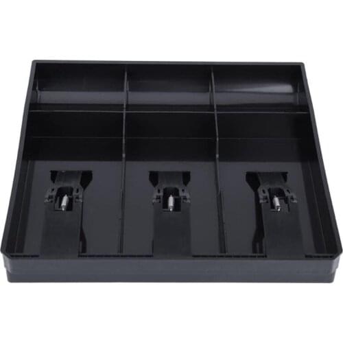 Cash Drawer Register Insert Tray Replacement 3 Bills 3 Coins for Petty Cash Money Black Plastic Storage Box