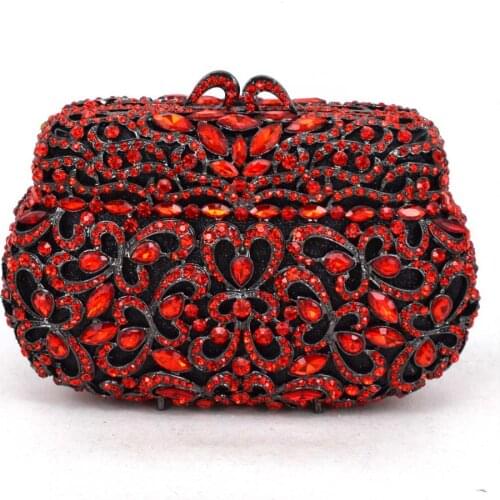 Lady multicolored pink/blue/red Hollow Out Women Box Evening Bags Bridal Wedding Party Cocktail Handbag Metal Clutches Purses