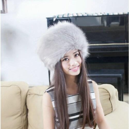 Womens Winter Hats Faux Fox Fur Female Cap Fur Knitted Caps Hat Hold Ears Faux Fur Hat For Women Warm Fluffy Thick Female 010