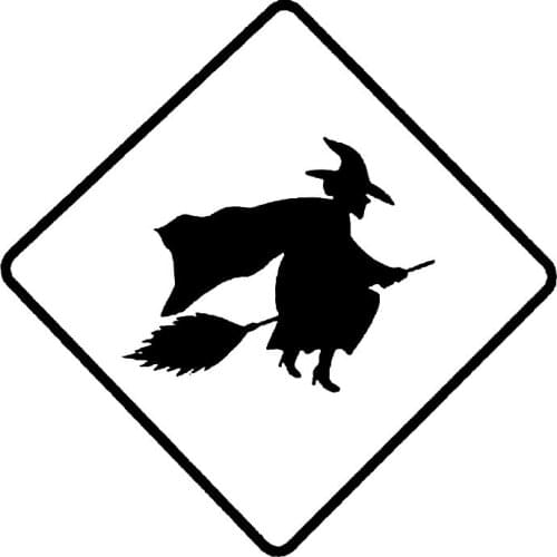 15cm*15cm Funny Witch Crossing Car Sticker Black/Silver Vinyl Decal Car-styling S6-4004