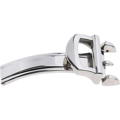 16mm Silver Color Watch Strap Buckle Solid Deployant Clasp Fold With Spring Bars