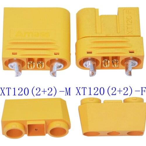2Pairs RC Model 60A Large Current Connector XT120 Female Male Plug with Signal Pin Battery Connecting Controller Joint Connector