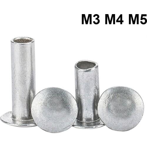 200 Pieces 100 Pieces ALL Size M3 M4 M5 Aluminum Flat Round Head Round Nut Half Hollow Rivets Shank Rivet Aluminum Rivet Nut